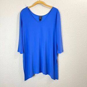 Ciara Sun Woo Size M Women Blue Boho Minimalist Office Travel Tunic Top